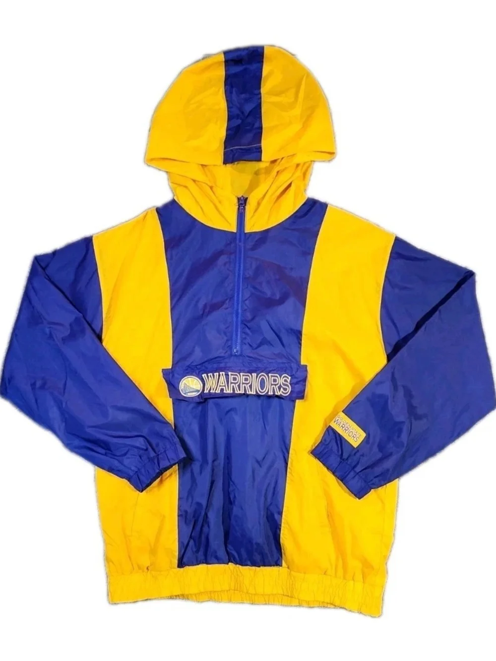 NBA Golden State Warriors Waterproof Windbreaker Hoodie 1/4 Zip Pullover Size S